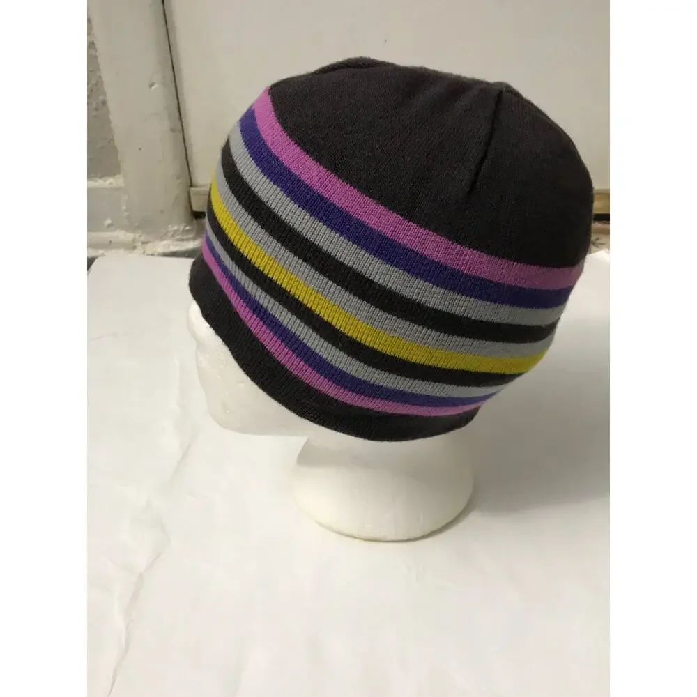 Multicolor Striped Beanie Hat O/S Winter Boho Casual Classic Normcore Streetwear